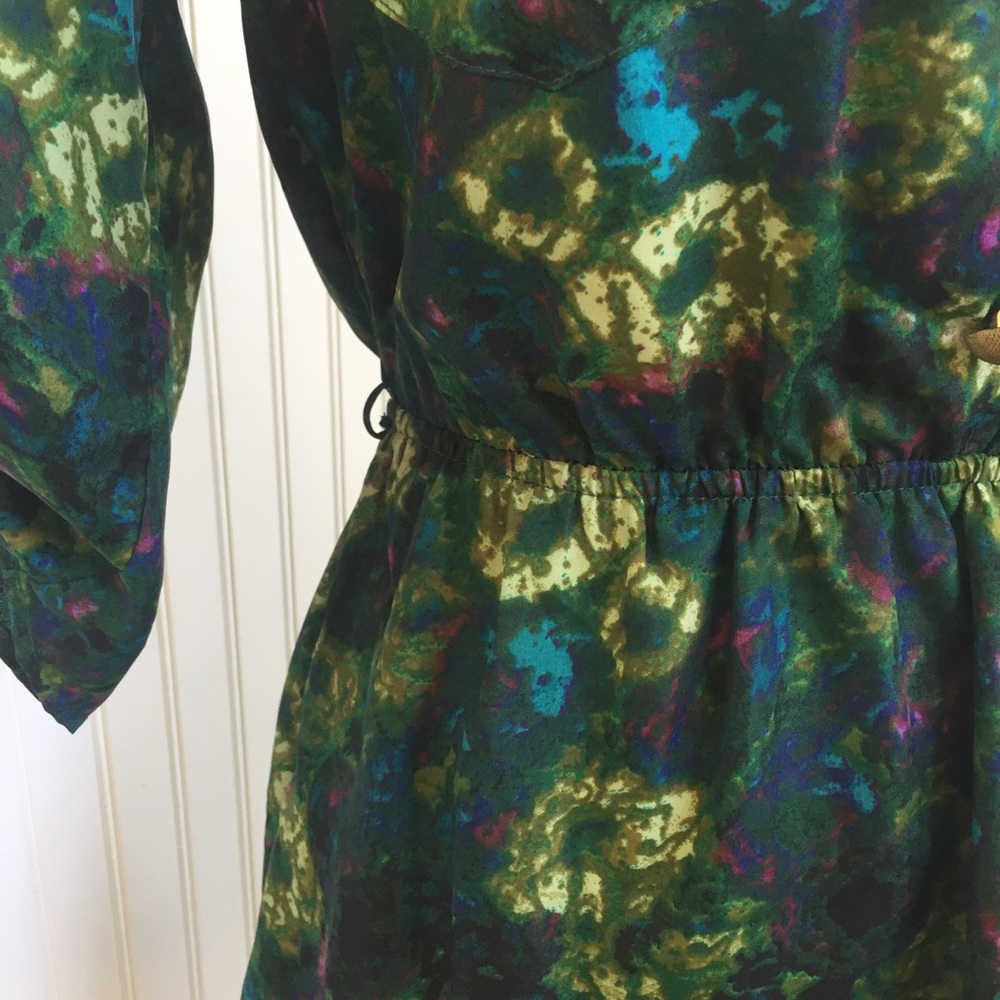 Mimi Chica Dk Green Watercolor Floral Dress - XS - Picture 4 of 7